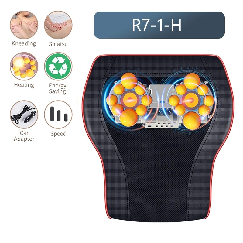 Manufacturer Direct Electric Shiatsu Head Neck Cervical Ttraction Body Massager Car Back Pillow with Heating Vibrating Massage D