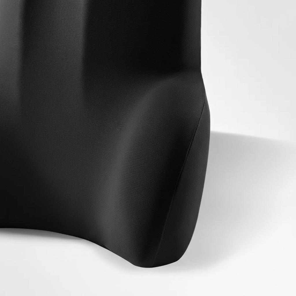 Close-up of a black chair on a white background
